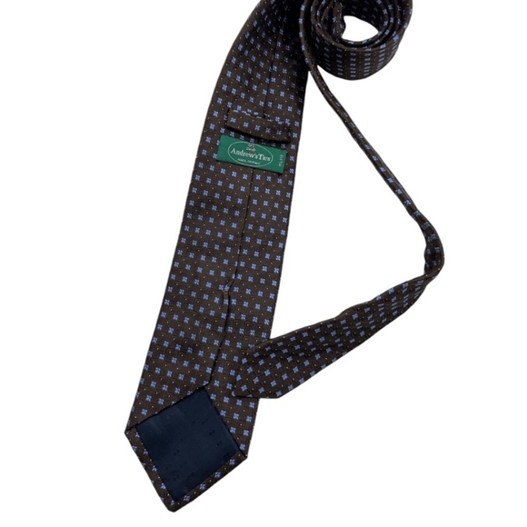 ZADI ANDREWS XL Brown Geometric Silk LUXURY Tie ITALY - Picture 2 of 5